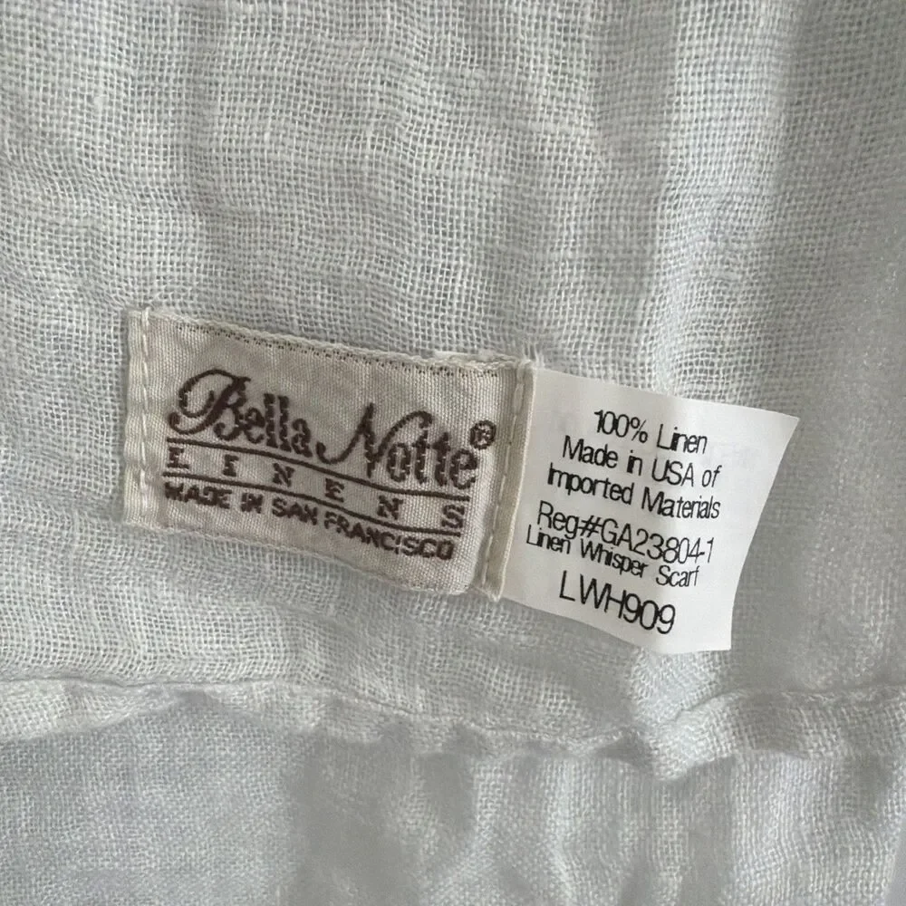 Bella Notte Linen Bed Scarf Bed Runner Whisper White Soft Pale Sage Green 24x84 - Picture 2 of 7